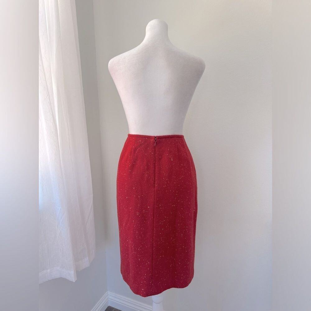 Vintage ‘90s Albert Nipon Red Wool Pencil Skirt - image 6